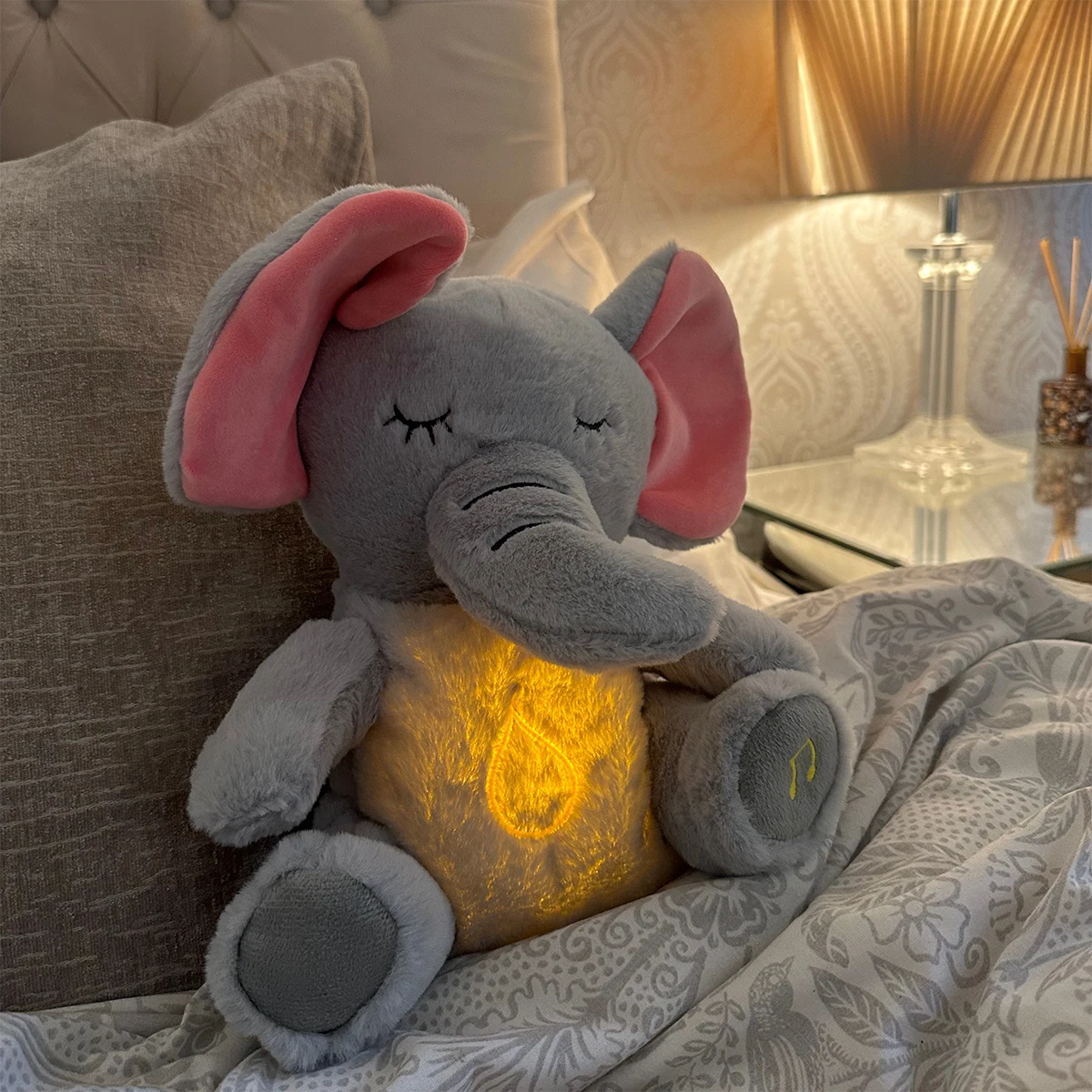 Peluche de Apego Antiestrés con Luz y Respiración Simulada - Elefante